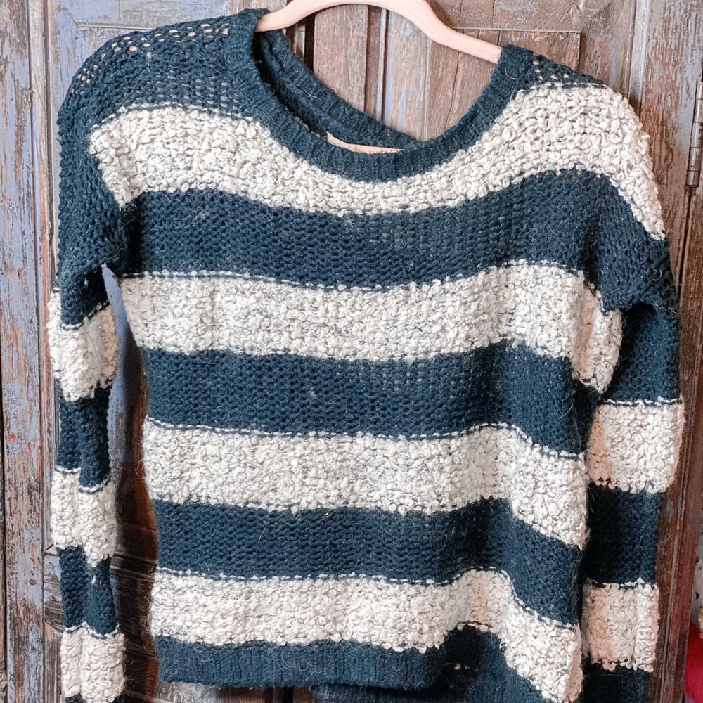 A&F Navy/White Crew Neck Sweater